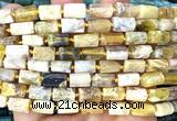 CTB1289 15 inches 6*10mm - 8*12mm faceted tube yellow opal beads