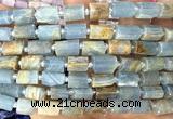 CTB1291 15 inches 6*10mm - 8*12mm faceted tube blue calcite beads