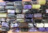 CTB1296 15 inches 6*10mm - 8*12mm faceted tube charoite beads