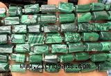 CTB1317 15 inches 6*10mm - 8*12mm faceted tube malachite beads