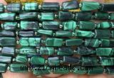 CTB1318 15 inches 6*10mm - 8*12mm faceted tube malachite beads