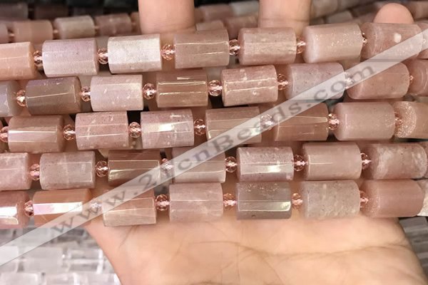 CTB202 15.5 inches 10*15mm faceted tube moonstone beads