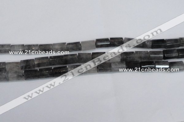 CTB206 15.5 inches 10*15mm faceted tube cloudy quartz beads