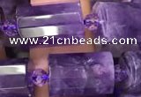 CTB221 15.5 inches 10*15mm faceted tube amethyst beads