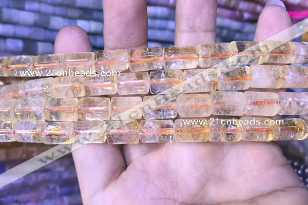 CTB254 15.5 inches 8*12mm tube natural citrine gemstone beads