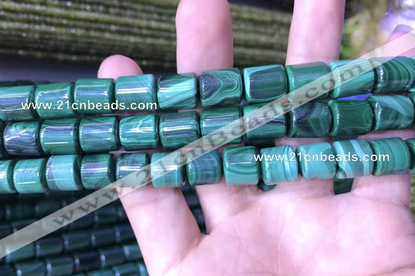 CTB259 15.5 inches 10*10mm - 10*12mm tube natural malachite beads