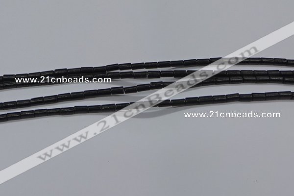 CTB300 15.5 inches 3*6mm tube black stone beads wholesale