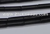 CTB318 15.5 inches 4*13mm tube black stone beads wholesale