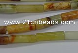 CTB324 15.5 inches 4*13mm tube flower jade beads wholesale