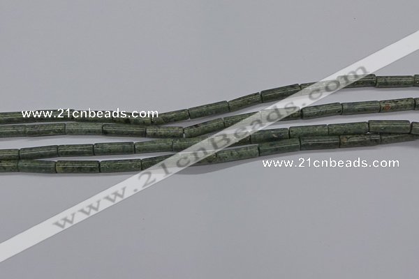 CTB337 15.5 inches 4*13mm tube green lace stone beads wholesale