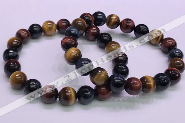 CTB37 7.5 inches 10mm round colorful tiger eye beaded bracelets