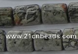 CTB525 15.5 inches 10*13mm triangle grey picture jasper beads wholesale