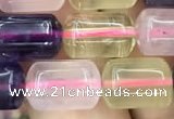 CTB603 15.5 inches 8*12mm tube mixed quartz beads wholesale