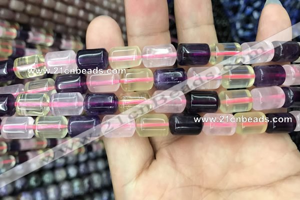 CTB603 15.5 inches 8*12mm tube mixed quartz beads wholesale