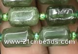 CTB605 15.5 inches 7*11mm tube green strawberry quartz beads wholesale