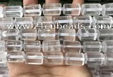 CTB615 15.5 inches 11*16mm - 12*18mm faceted tube white crystal beads