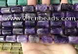 CTB618 15.5 inches 11*16mm - 12*18mm faceted tube amethyst beads