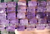 CTB651 15.5 inches 12*16mm faceted tube amethyst beads