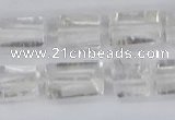 CTB730 15.5 inches 6*10mm - 8*12mm faceted tube white crystal beads