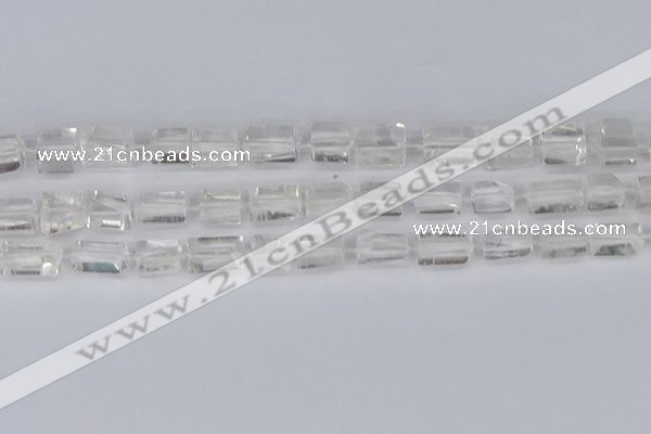 CTB730 15.5 inches 6*10mm - 8*12mm faceted tube white crystal beads