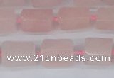 CTB731 15.5 inches 6*10mm - 8*12mm faceted tube rose quartz beads