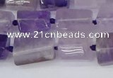 CTB732 15.5 inches 6*10mm - 8*12mm faceted tube amethyst beads