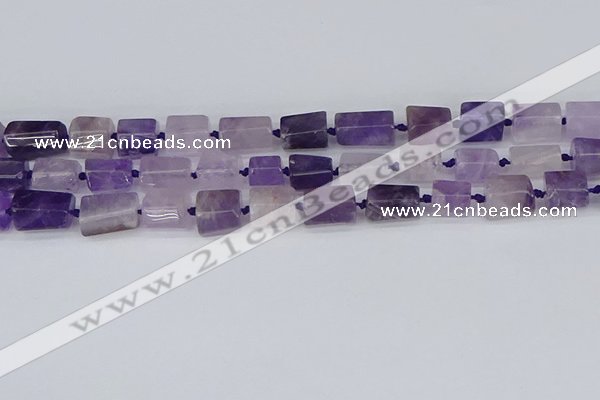 CTB732 15.5 inches 6*10mm - 8*12mm faceted tube amethyst beads