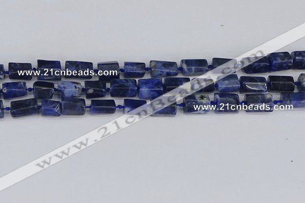 CTB735 15.5 inches 6*10mm - 8*12mm faceted tube sodalite beads