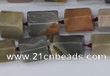 CTB737 15.5 inches 6*10mm - 8*12mm faceted tube polychrome jasper beads