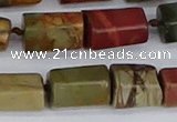 CTB738 15.5 inches 6*10mm - 8*12mm faceted tube picasso jasper beads