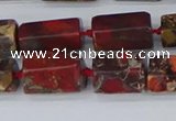 CTB739 15.5 inches 6*10mm - 8*12mm faceted tube poppy jasper beads