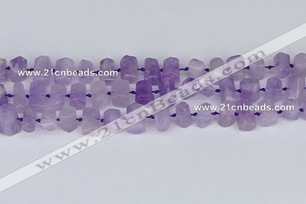 CTB752 15.5 inches 6*10mm - 8*12mm faceted tube lavender amethyst beads