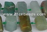 CTB755 6*10mm - 8*12mm faceted tube blue & green kyanite beads