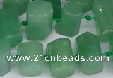 CTB756 15.5 inches 6*10mm - 8*12mm faceted tube green aventurine beads