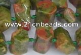 CTB758 15.5 inches 6*10mm - 8*12mm faceted tube unakite beads