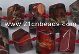 CTB763 15.5 inches 6*10mm - 8*12mm faceted tube poppy jasper beads