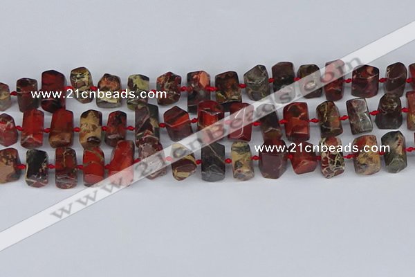 CTB763 15.5 inches 6*10mm - 8*12mm faceted tube poppy jasper beads