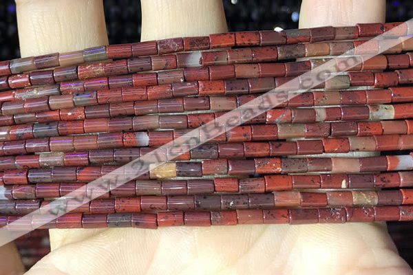 CTB815 15.5 inches 2*4mm tube red jasper beads wholesale