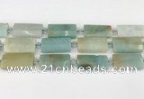 CTB851 13*25mm - 15*28mm faceted flat tube amazonite beads