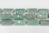 CTB852 13*25mm - 15*28mm faceted flat tube amazonite beads