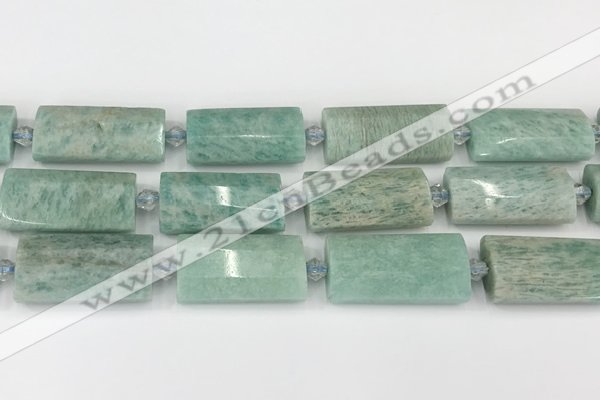 CTB852 13*25mm - 15*28mm faceted flat tube amazonite beads