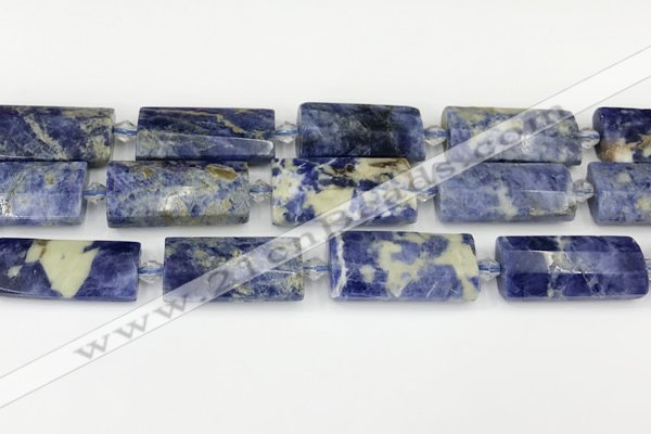 CTB853 13*25mm - 15*28mm faceted flat tube sodalite beads