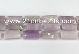 CTB854 13*25mm - 15*28mm faceted flat tube kunzite beads