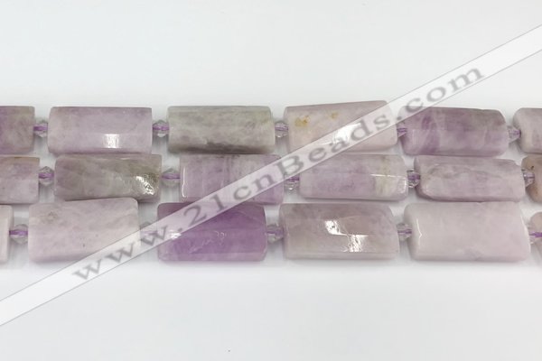 CTB854 13*25mm - 15*28mm faceted flat tube kunzite beads