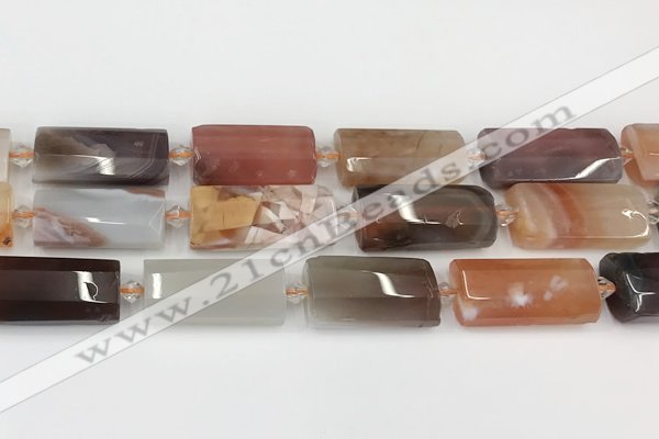 CTB856 13*25mm - 15*28mm faceted flat tube agate beads