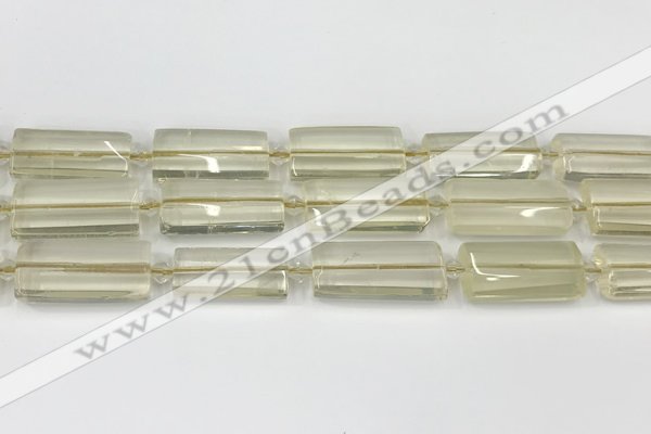 CTB858 13*25mm - 15*28mm faceted flat tube lemon quartz beads