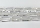 CTB860 13*25mm - 15*28mm faceted flat tube white crystal beads