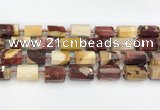 CTB873 13*25mm - 14*19mm faceted tube mookaite beads