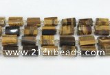 CTB874 13*25mm - 14*19mm faceted tube yellow tiger eye beads