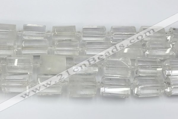 CTB875 13*25mm - 14*19mm faceted tube yellow white crystal beads